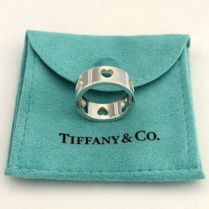 Tiffany & Co. 925 Sterling Silver Rare Open Heart Stencil Cut Out Ring Size 7